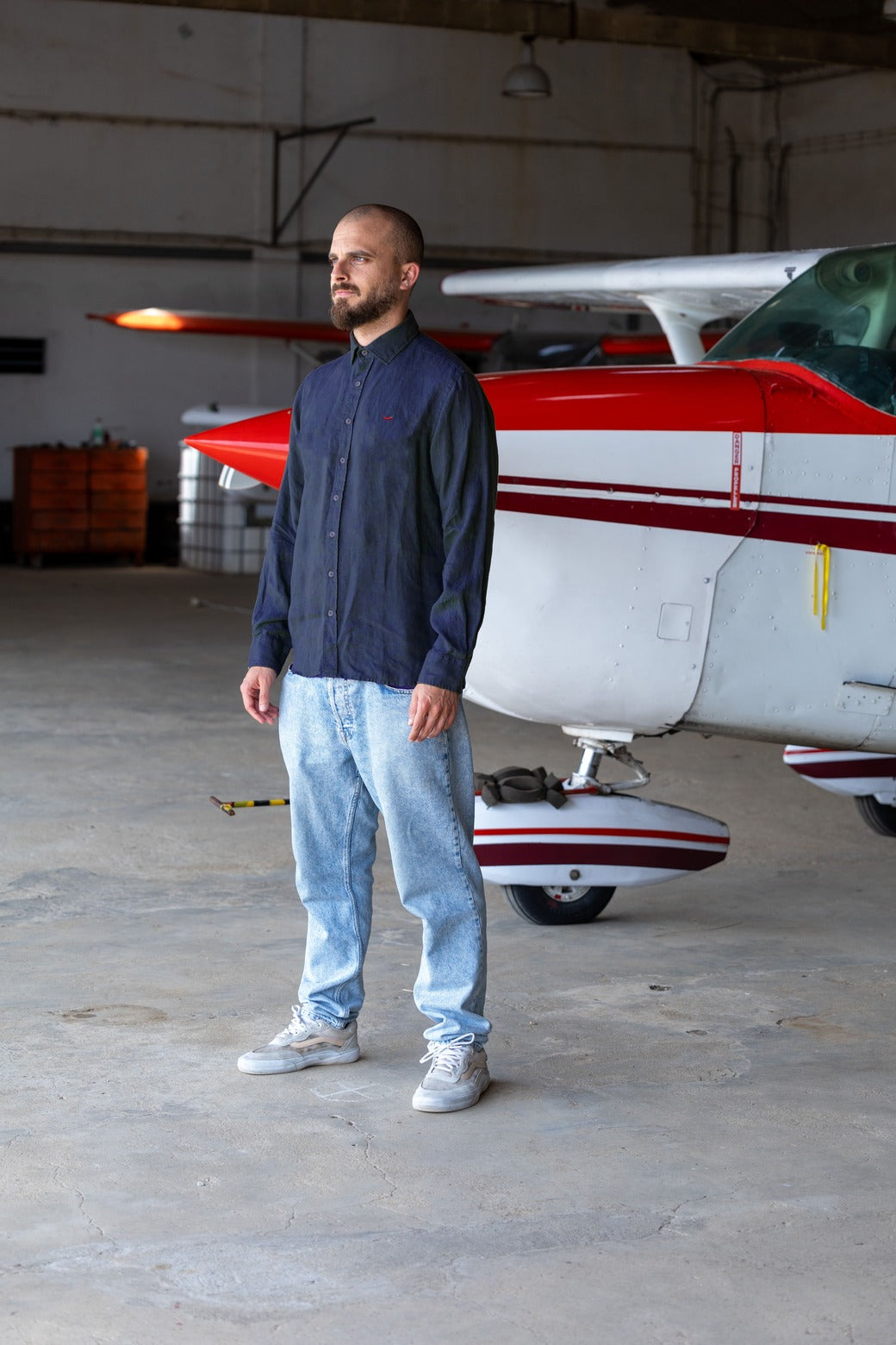 Red Hot | Linen Button Shirt | Navy
