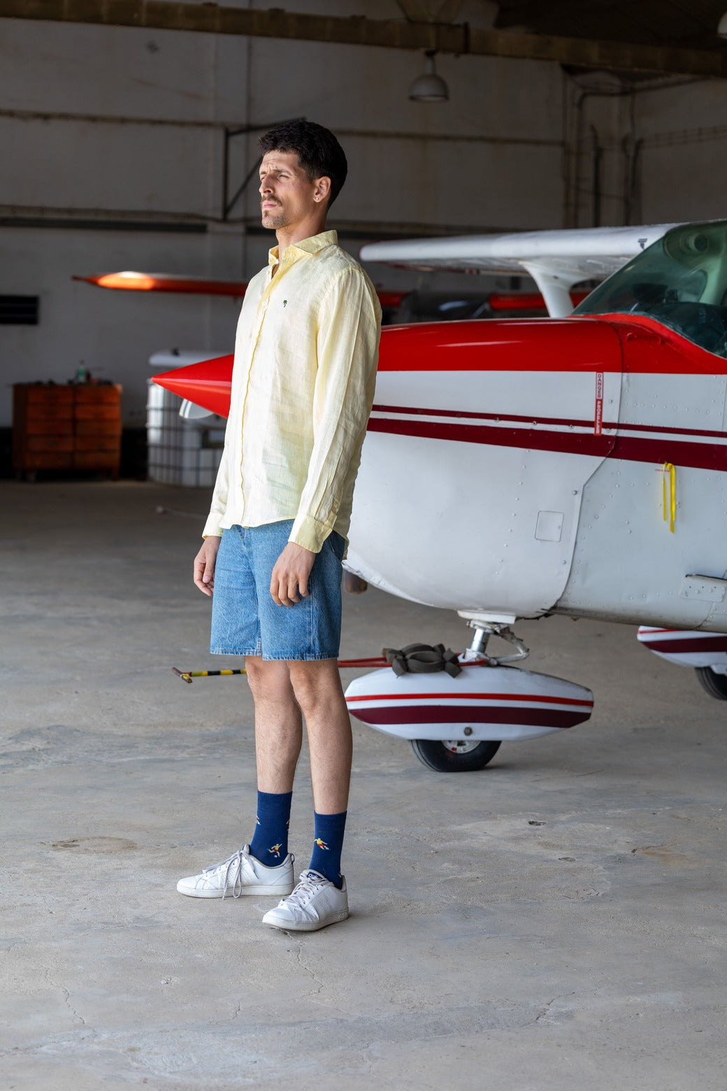 Palm Tree | Linen Button Shirt | Beach Yellow