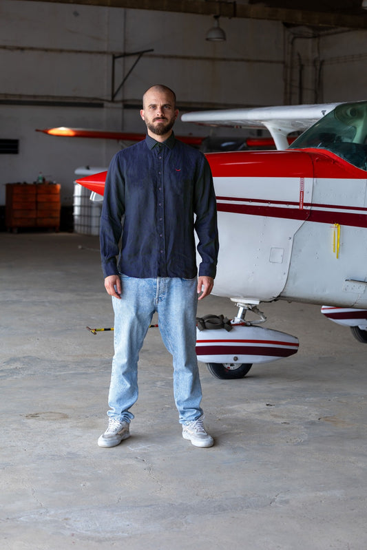 Red Hot | Linen Button Shirt | Navy