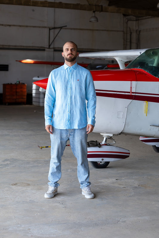 McPinch | Linen Button Shirt | Soft Blue