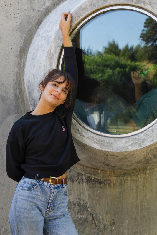 Flip Phone | Cropped Sweatshirt | Black