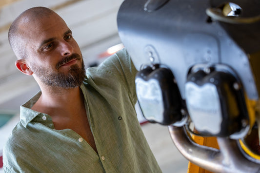 Power Off | Linen Button Shirt | Apple Green